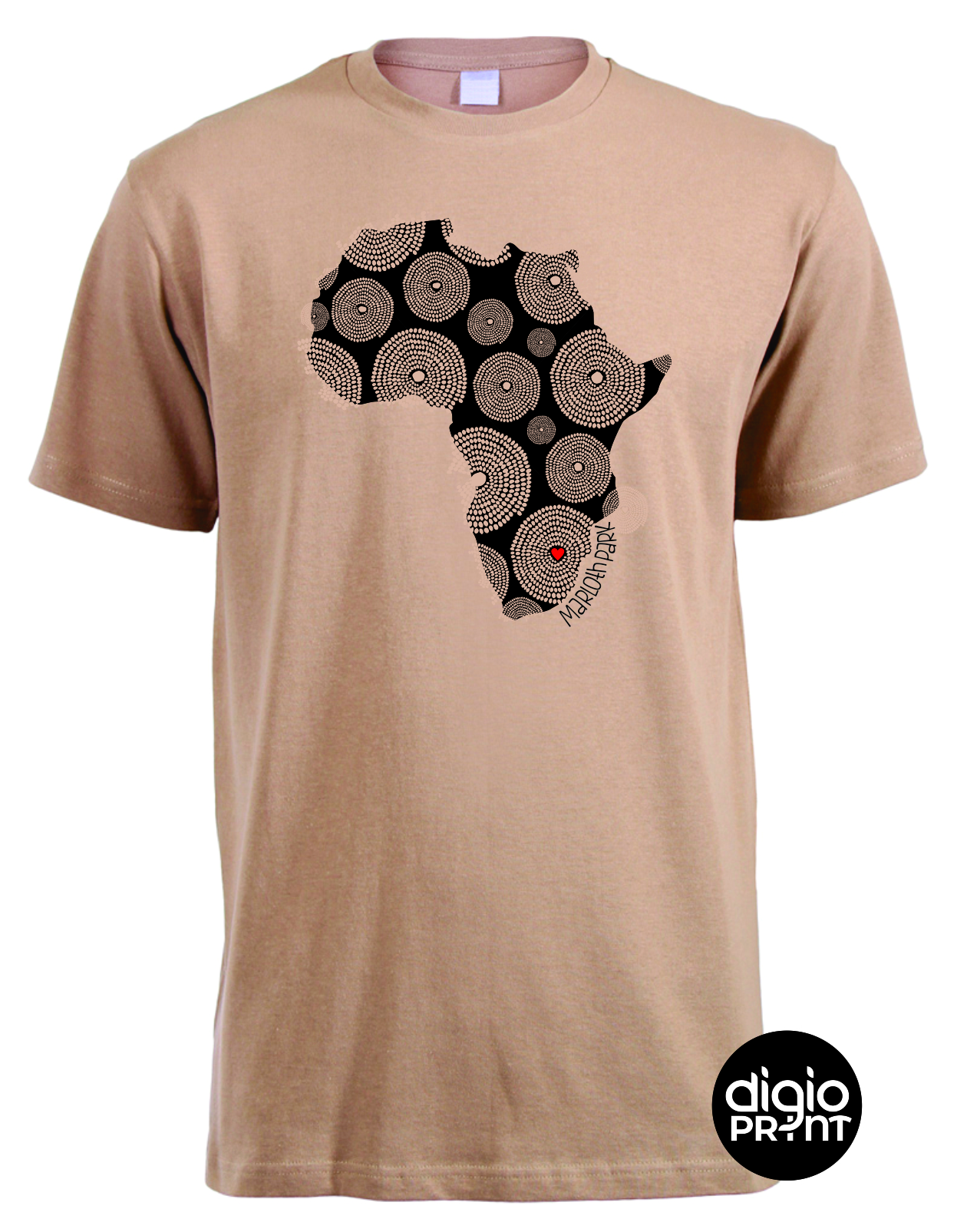 Marloth Park Continent Red Heart Stone T-Shirt